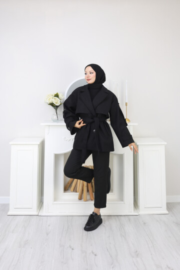 KISA TASARIM KABAN -SİYAH