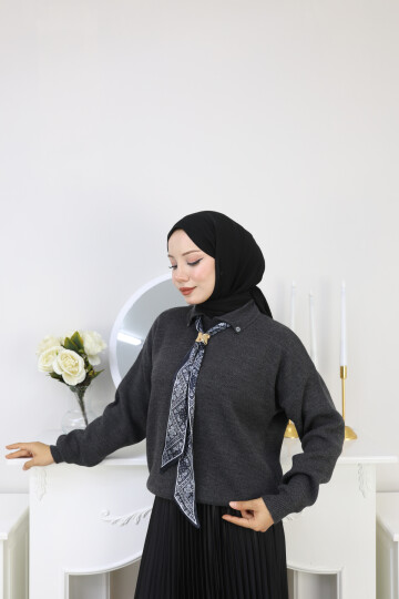 KRAVAT DETAY KAZAK - FÜME