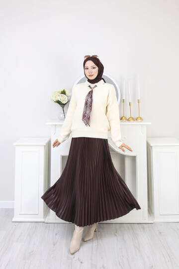 KRAVAT DETAY KAZAK -KREM