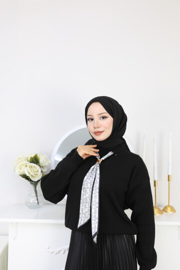 KRAVAT DETAY KAZAK - SİYAH