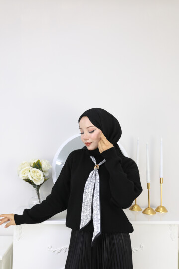 KRAVAT DETAY KAZAK - SİYAH