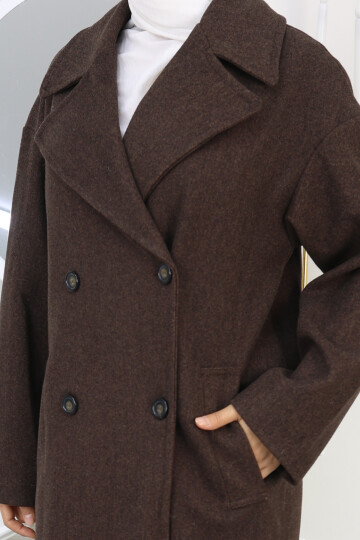 KRMT UZUN KAŞE KABAN-KAHVERENGİ