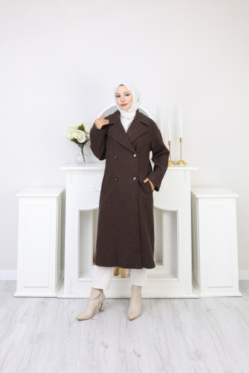 KRMT UZUN KAŞE KABAN-KAHVERENGİ