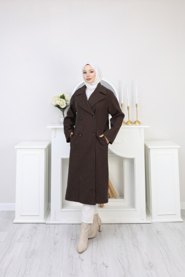 KRMT UZUN KAŞE KABAN-KAHVERENGİ