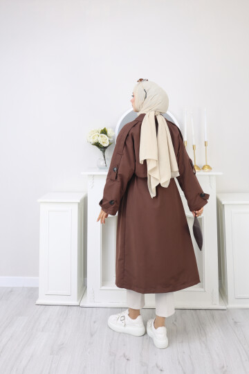 KUKUŞAKLI UZUN TRENÇKOT-ACI KAHVE