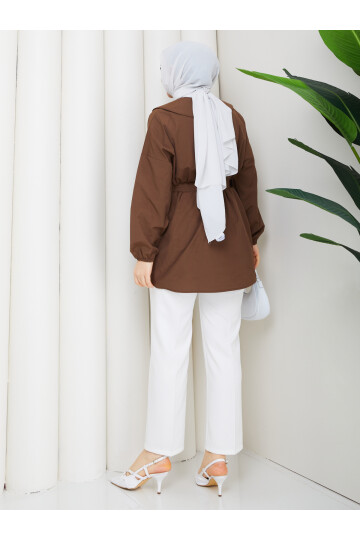 NERVÜRLÜ DENİZCİ YAKA GÖMLEK KOMBİN - ACI KAHVE