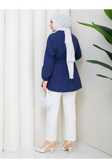 NERVÜRLÜ DENİZCİ YAKA GÖMLEK KOMBİN - LACİVERT