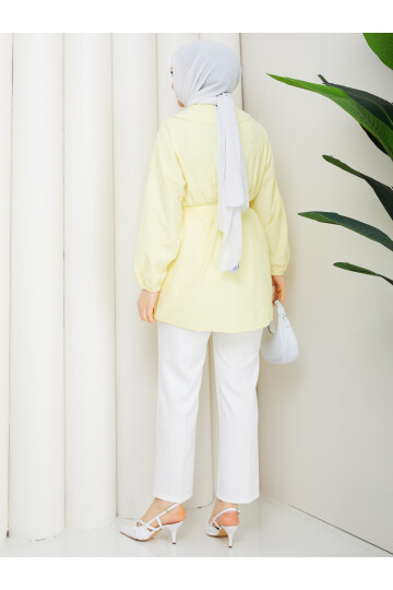 NERVÜRLÜ DENİZCİ YAKA GÖMLEK - SARI