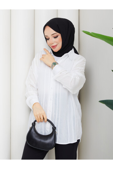 NESLİ OVERSİZE GÖMLEK - BEYAZ