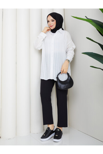 NESLİ OVERSİZE GÖMLEK - BEYAZ