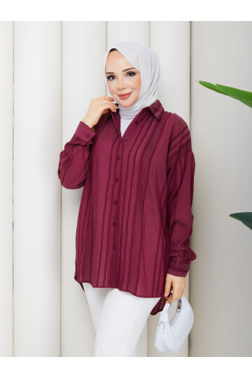 NESLİ OVERSİZE GÖMLEK - BORDO