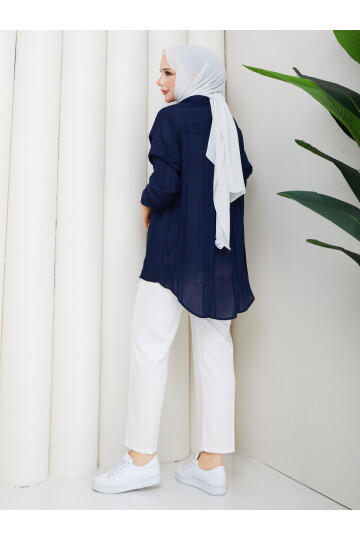 NESLİ OVERSİZE GÖMLEK - LACİVERT