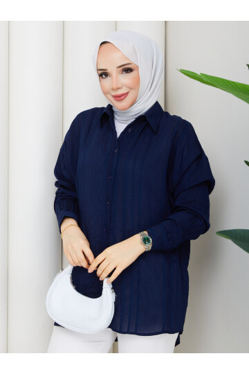 NESLİ OVERSİZE GÖMLEK - LACİVERT