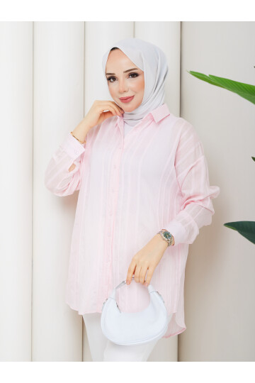 NESLİ OVERSİZE GÖMLEK - PEMBE