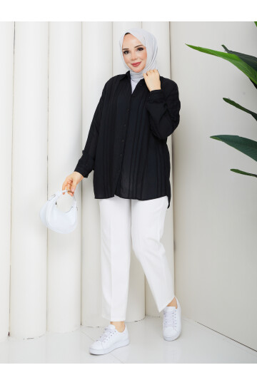 NESLİ OVERSİZE GÖMLEK - SİYAH
