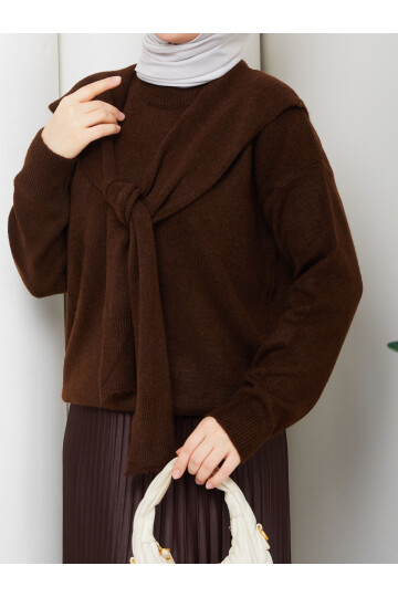 OMUZ ŞAL DETAY  KAZAK -ACI KAHVE