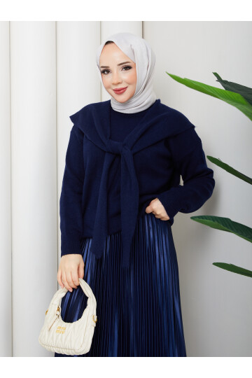 OMUZ ŞAL DETAY  KAZAK -LACİVERT