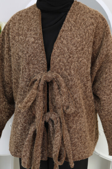 ÖNDEN BAĞLAMALI KAŞE CEKET-ACI KAHVE