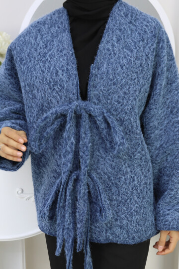 ÖNDEN BAĞLAMALI KAŞE CEKET-MAVİ