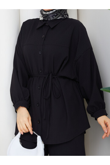 ÖNÜ PERVAZLI HELENA TAKIM - SİYAH