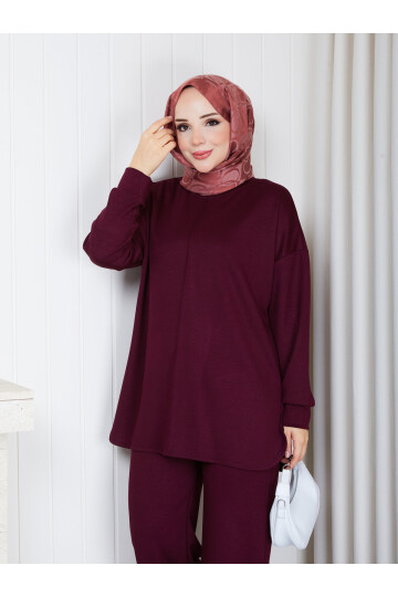 Oval Kesim Oysho Kumaş İkili Takım – Bordo