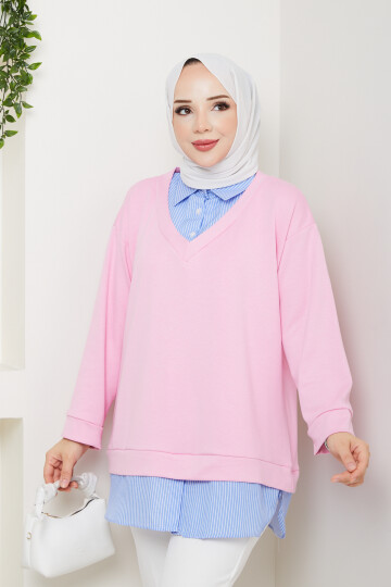 Oysho Gömlek Yaka Tunik Pembe