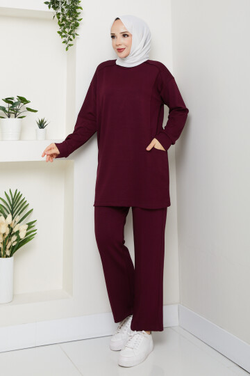 Oysho Naturel Dikişli Cepli Takım Bordo