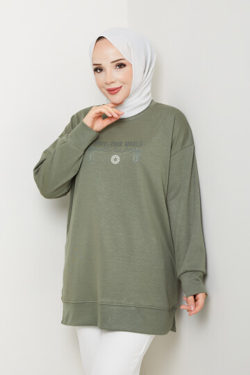 Oysho Salaş Tunik Enjeksiyon Baskılı Haki
