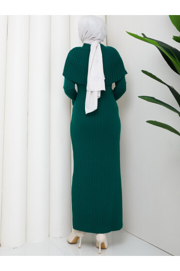 PELERİNLİ ELBİSE - YEŞİL