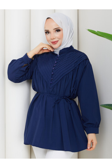 POPLİN V NERVÜRLÜ GÖMLEK KOMBİN - LACİVERT