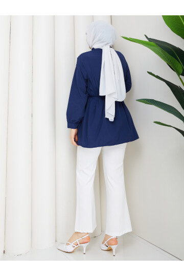 POPLİN V NERVÜRLÜ GÖMLEK - LACİVERT