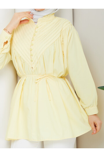 POPLİN V NERVÜRLÜ GÖMLEK - SARI