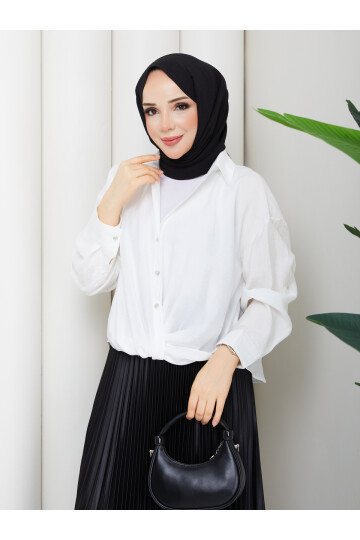 QN BURGULU GÖMLEK-BEYAZ