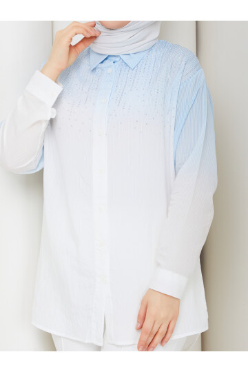 ROCCO ÇİZGİLİ TAŞLI GÖMLEK - BEBEMAVİ