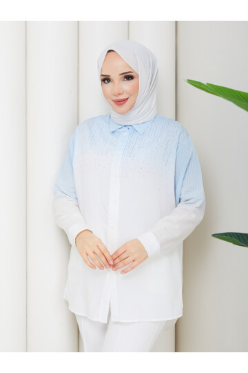 ROCCO ÇİZGİLİ TAŞLI GÖMLEK KOMBİN - SARI