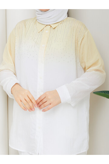ROCCO ÇİZGİLİ TAŞLI GÖMLEK - SARI