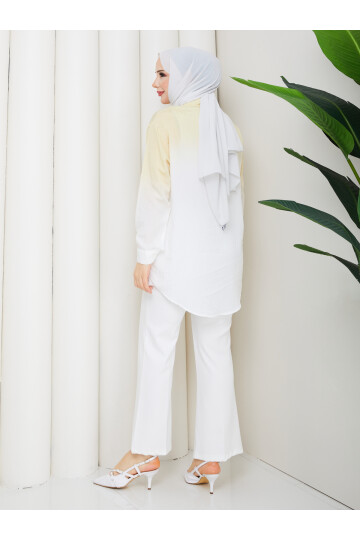 ROCCO ÇİZGİLİ TAŞLI GÖMLEK - SARI