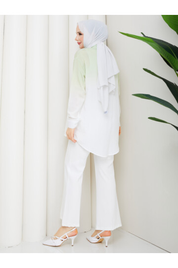 ROCCO ÇİZGİLİ TAŞLI GÖMLEK - YEŞİL