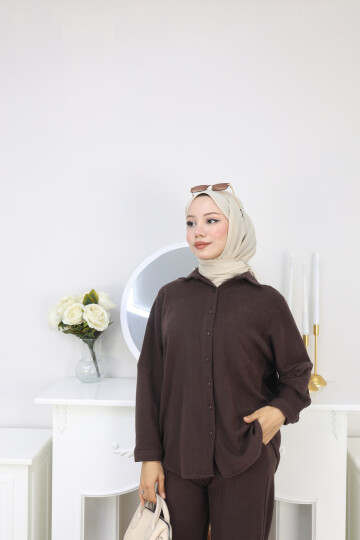 SELANİK GÖMLEK  TAKIM -ACI KAHVE