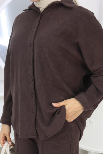 SELANİK GÖMLEK  TAKIM -ACI KAHVE