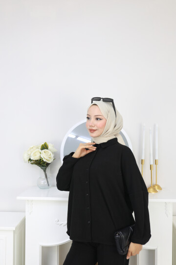 SELANİK  GÖMLEK  TAKIM -SİYAH