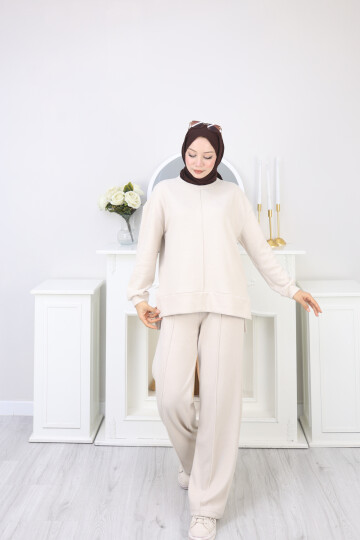 SELANİK ÇIMA DETAY TAKIM -KREM