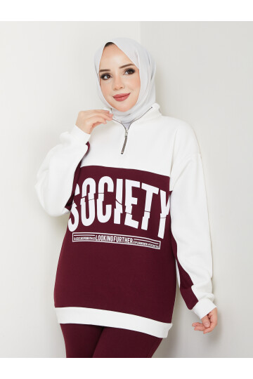 SOCIETY SWEAT EŞOFMAN KOMBİN -BORDO