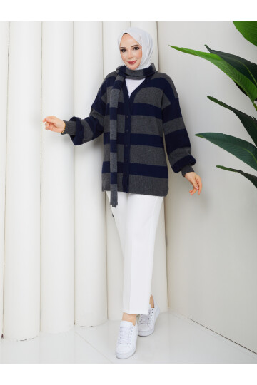 TRİKO HIRKA ATKI KOMBİN - LACİVERT