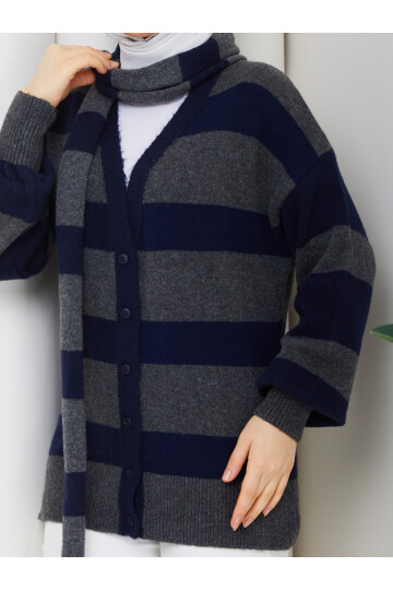 TRİKO HIRKA ATKI KOMBİN - LACİVERT