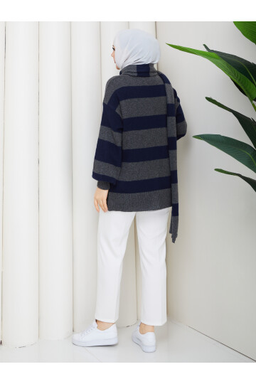 TRİKO HIRKA ATKI KOMBİN - LACİVERT