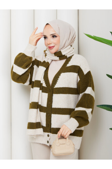 TRİKO HIRKA ATKI KOMBİN - YEŞİL