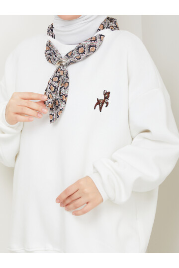 ÜÇ İP FUARLI SWEAT-BEYAZ