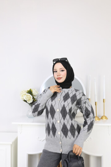 V BAKLAVA  DESEN HIRKA -GRİ