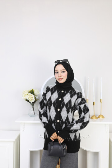 V BAKLAVA  DESEN HIRKA -SİYAH